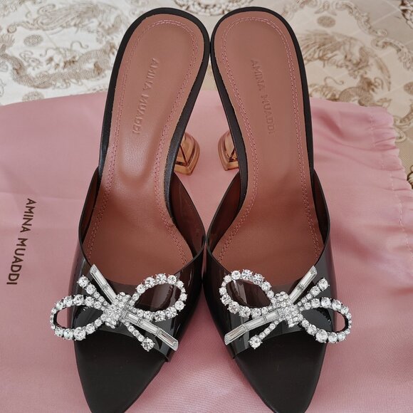 Amina Muaddi Rosie Slipper Heeled Sandals - Picture 1 of 9